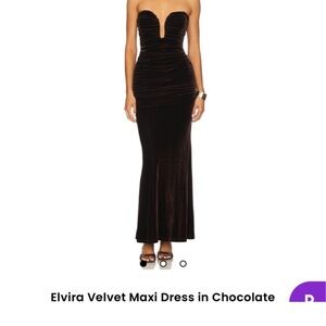 Elvira Velvet Maxi Dress in Chocolate